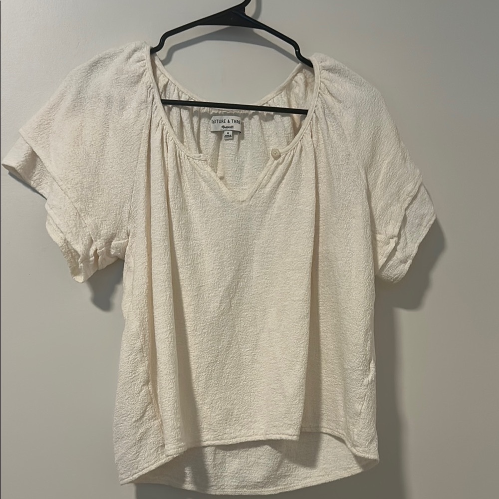 Madewell Texture + Thread 100% Cotton Beachy Boho White Blouse Size Medium